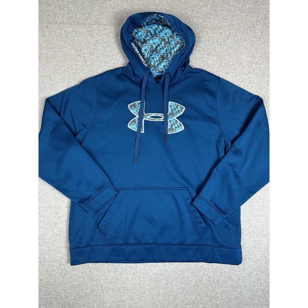 Under Armour Hoodie Mens 2XL Blue Maryland Flag Big Logo Fleece Pullover